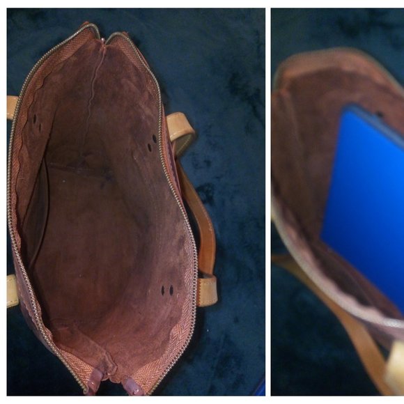 Babak Two Toned Square Leather Tote, Reddish Brown & Tan - Picture 7 of 15